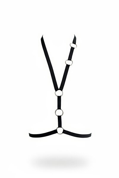 Angels Passion Черен дамски колан с пръстен, аксесоар за тяло, детайл с халтер