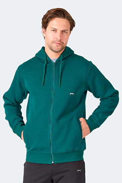 Slazenger Ανδρικό φούτερ MAJESTIC I με φερμουάρ και με κουκούλα τσέπες σε σκούρο πράσινο χρώμα