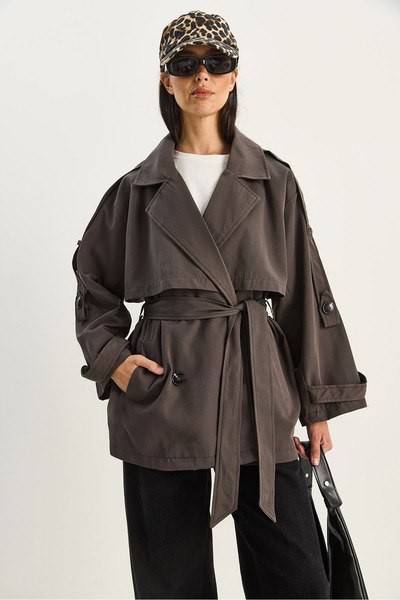 Bianco Lucci Kadın Aller Detaylı Kuşaklı Cepli Astarlı Trençkot 2019 60283605