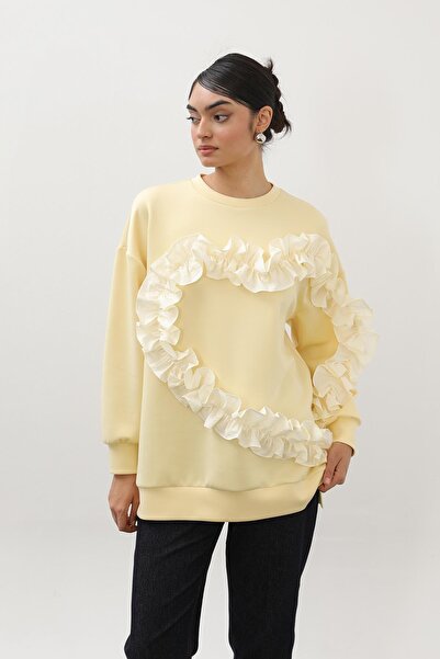 Loreen Women's Heart-Shaped Ruffled Oversized Tunic - 20715Tun - Yellow-Beige
