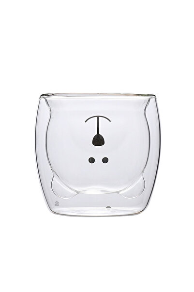 zola Mug, bear-shaped interior, heat resistant, double glass, height 9 cm, transparent