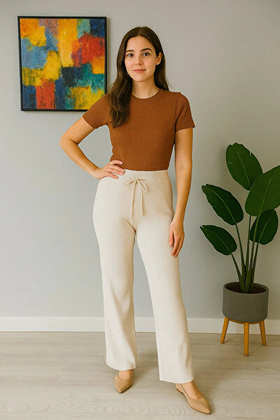 iklimix Women's High Waist Knitwear Pants