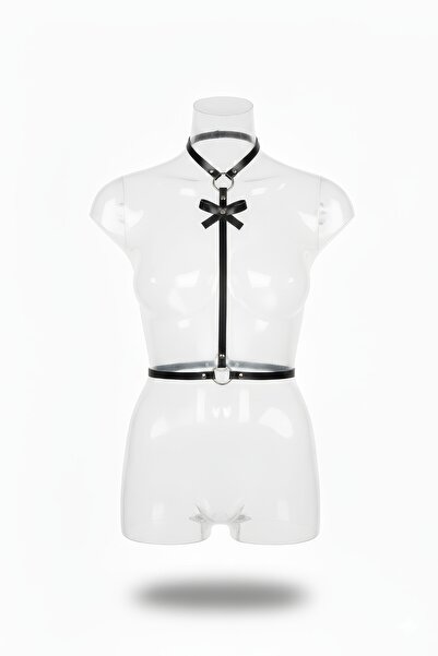 Angels Passion Чорний жіночий ремінь Harness з бантиком, деталізований ремінь...