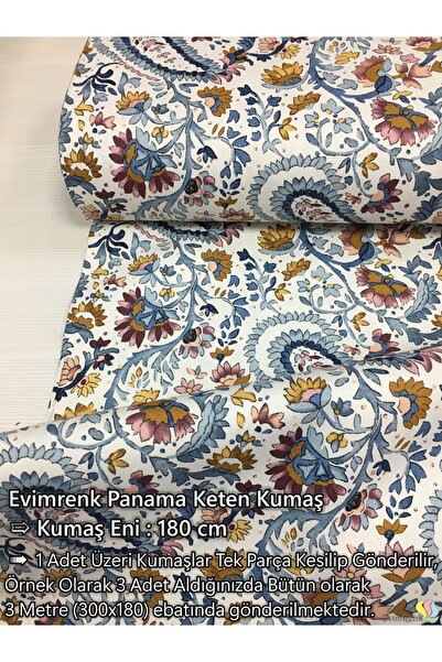Renk Tekstil Premium ŞAL Desen Keten Kumaş - Döşeme - Minder Kılıf - Masa Ört...