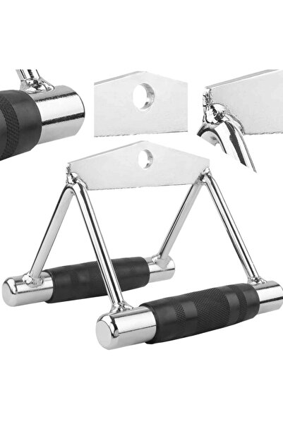 zola Mâner dublu triunghiular pentru aparat multifuncțional, pentru triceps și spate, oțel, mâner cauciucat antiderapant