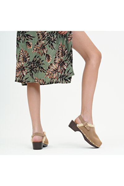 DaphneSandals Handmade Genuine Leather Suede Beige Women's Heeled Sandals