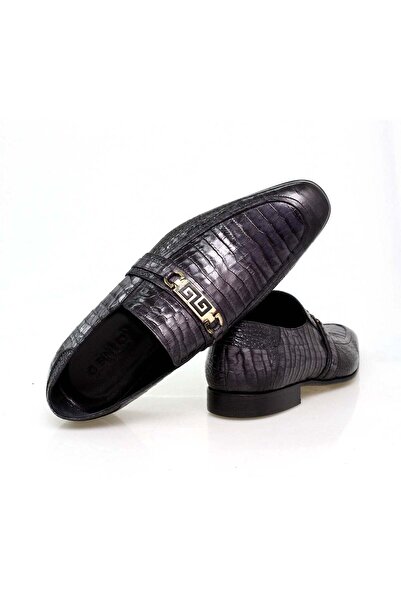 FRANCO CALVANI Gray Color Laceless Genuine Leather Men's Shoes