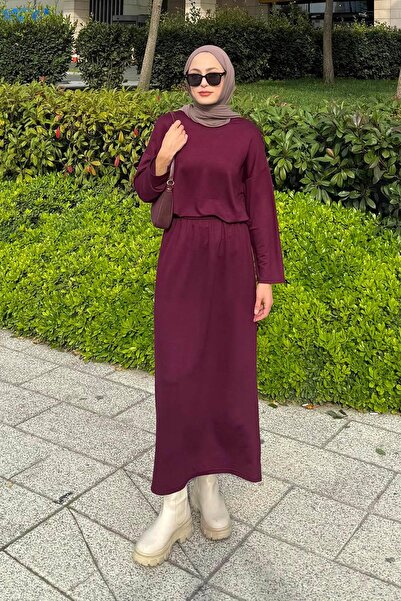 lamelif Crystal Skirt Suit Plum