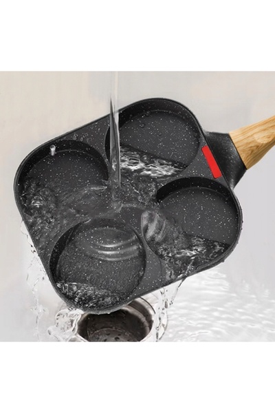 zola Non-stick frying pan with 4 round moulds, steel, diameter 24 cm, length with handle 38 cm, grey