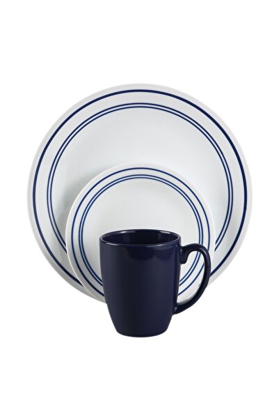 Corelle Classic Café Blue 16-Piece Dinnerware Set – Durable, Lightweight & Chip-Resistant