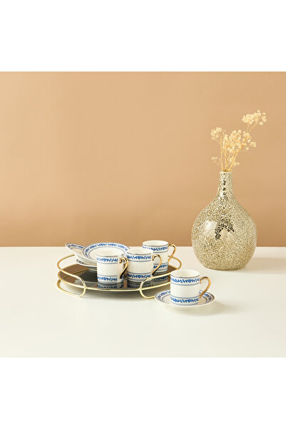 Gia Como 8-Piece New Bone China Espresso Cup and Saucer Set - 80 ml