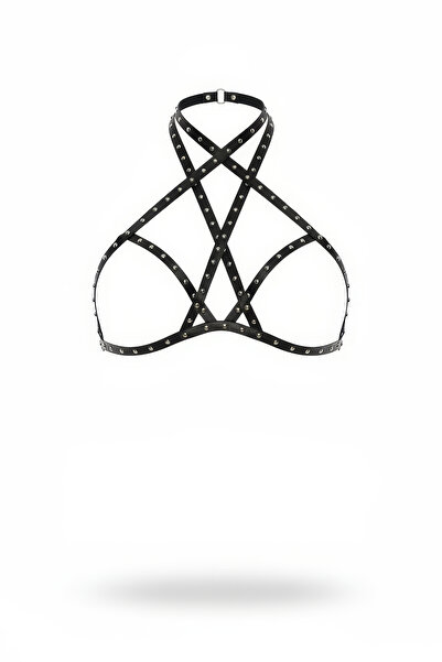 Angels Passion Curea neagră pentru femei, cu ținte, cu prindere la gât, acces...