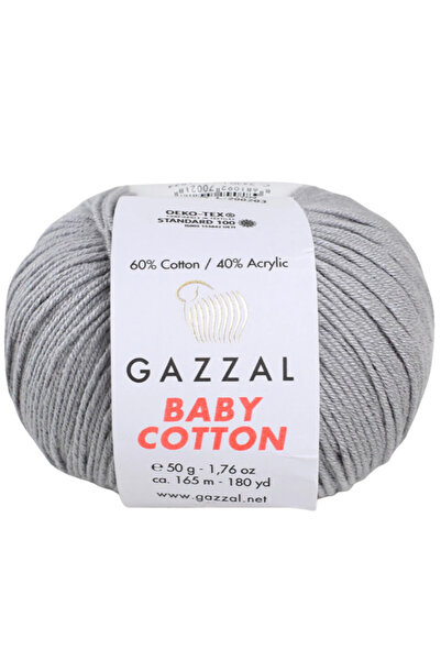 Gazzal خيط قطني للأطفال 50% قطن 50% أكريليك محبوك 50 جرام / 205 متر-3430
