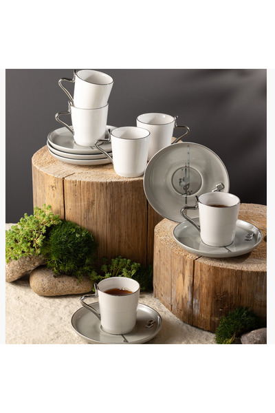 Otantik طقم فناجين شاي وصحن من البورسلين من Lqaa، 12 قطعة - 200 مل