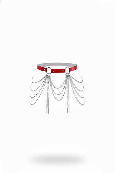 Angels Passion Curea roșie pentru femei Body Harness talie înaltă Accesoriu pentru lanț