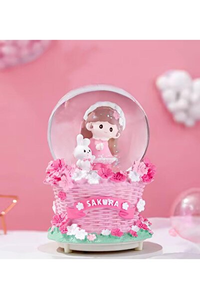 Gift Moda Orta Boy Işıklı Müzikli Sakura Kar Küresi