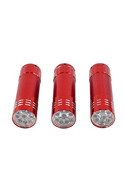 Lawazim LED Flashlight 3 Piece Red - Metallic Finish Compact Torch for Travel Emergency Use