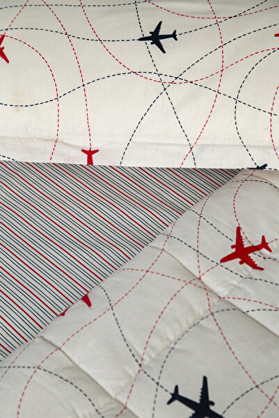 Apricitas HOME Plane Tek Kişilik Lastikli Çarşaflı Yatak Örtüsü Seti