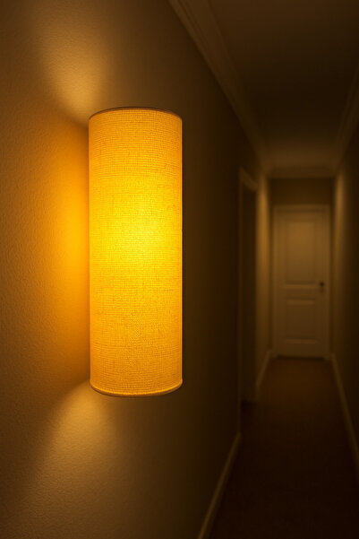 Natiorj Silindir Model Keten Abajur Pilli Tak Çalıştır Aplik Yatak Odası Ofis