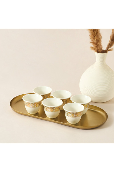 Lifestyle طقم أكواب قهوة لينير لوكس الجديد من الخزف العظمي الصيني، مكون من 6 قطع - 80 مل