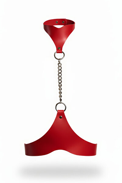 Angels Passion Curea roșie pentru femei cu lanț și detaliu inel în formă de O...