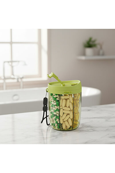 Destello Organizator de pastile rezistent la umiditate - Verde, 6 compartimen...