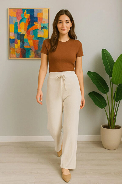 iklimix Women's High Waist Knitwear Pants