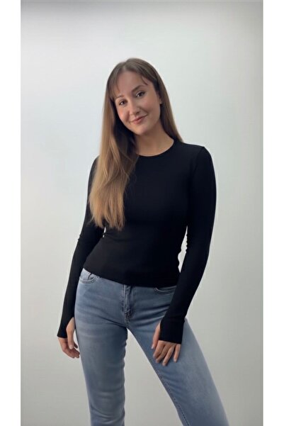 IDL COLLECTION Women's Modal Fabric Crew Neck Long Sleeve Finger-Loop Basic Badi