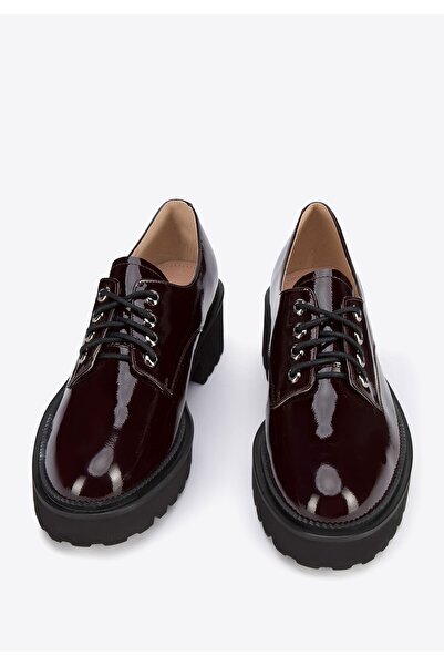 Wittchen Women's patent leather lace-up shoes, burgundy, burgundy patent leather