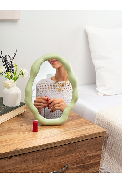 Evrio Modern bulut formlu makyaj aynası , takı tabağı , duvar aynası mat yeşi...