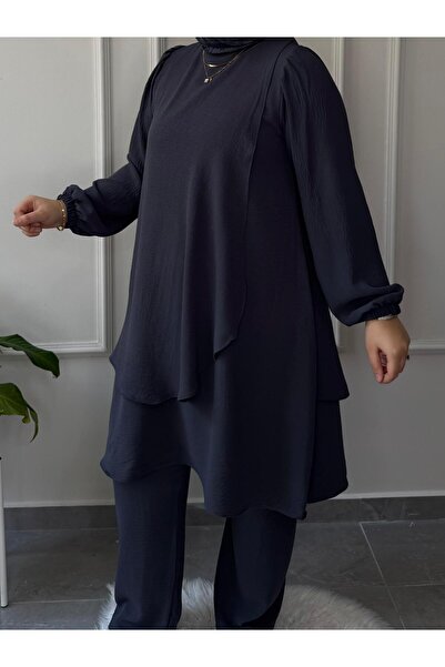 afife MARKA BÜYÜK BEDEN ÖN ARKA PELERİN MODEL AEROBİN TUNİK PANTOLON İKİLİ TAKIM