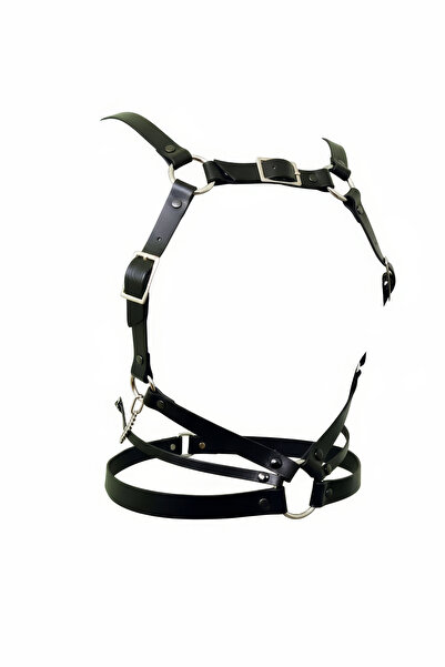 Angels Passion Curea neagră pentru femei, cu detaliu inel O, accesoriu pentru...