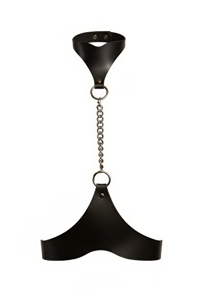 Angels Passion Μαύρη γυναικεία ζώνη με λουράκια σώματος με λεπτομέρεια από αλ...