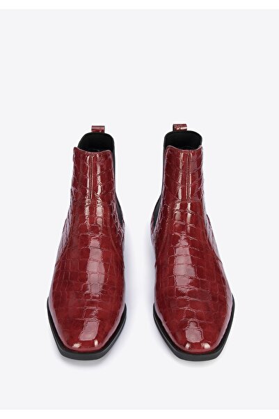 Wittchen Women's Croco patent leather ankle boots, classic red, patent leather