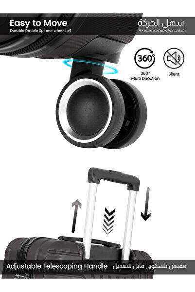 PARAJOHN Medium 24-Inch ABS Lightweight Hardshell Luggage Trolley | carrying 3kg 4-Wheel Spinner Suitcase