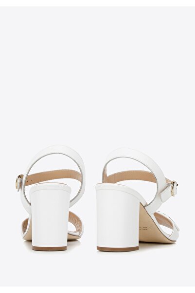 Wittchen Women's Leather Sandals with Gold Buckle, White, Leather