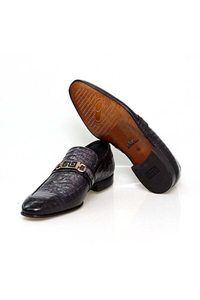 FRANCO CALVANI Gray Color Laceless Genuine Leather Men's Shoes