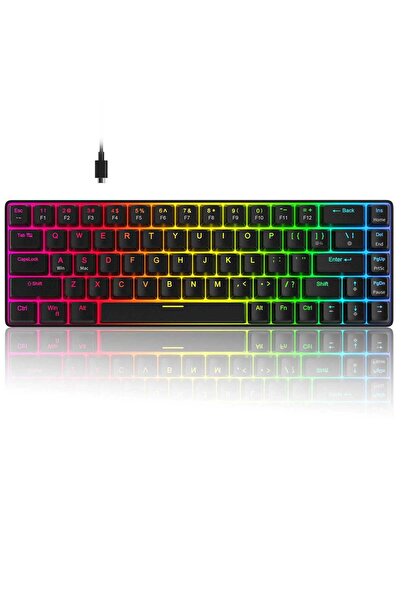 Timebox 60% Mechanical Gaming Keyboard, RGB, Red Switches, Anti-Ghosting, USB-C, Black