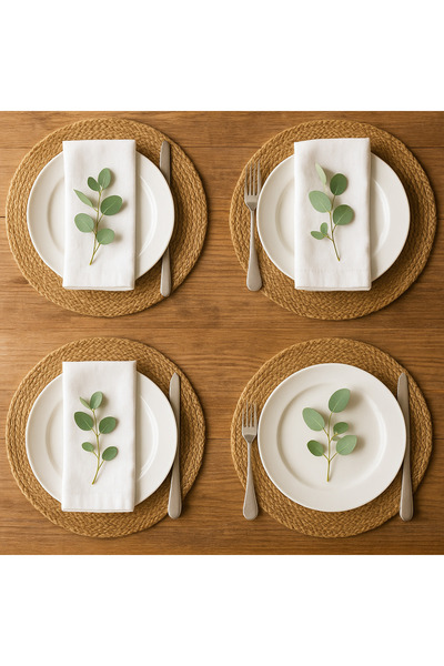 GenelTedarik Amerikan Hasır Servis Supla Örme Bambu Kaliteli 35 Cm 4 Adet