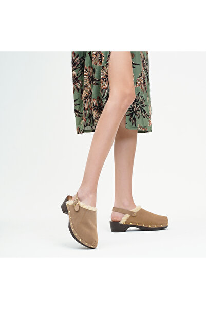 DaphneSandals Handmade Genuine Leather Suede Beige Women's Heeled Sandals