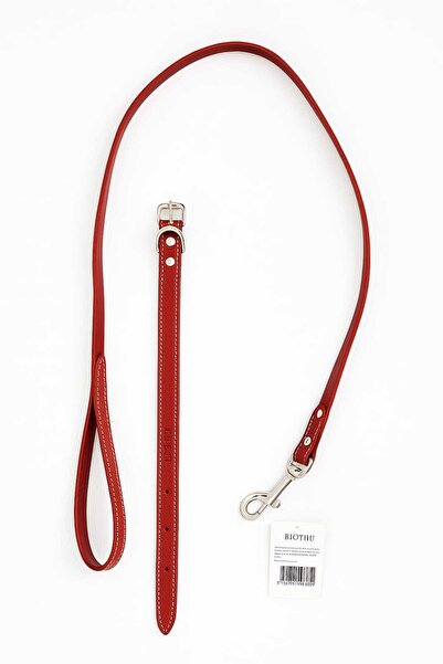 Biotur Red leather dog collar and leash set 20/450mm
