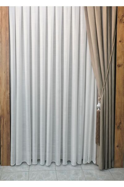 PAŞAMANLAR Keten Dokulu Şık Tül Perde – Bambu | Ütü Gerektirmeyen, Yoğun Doku...