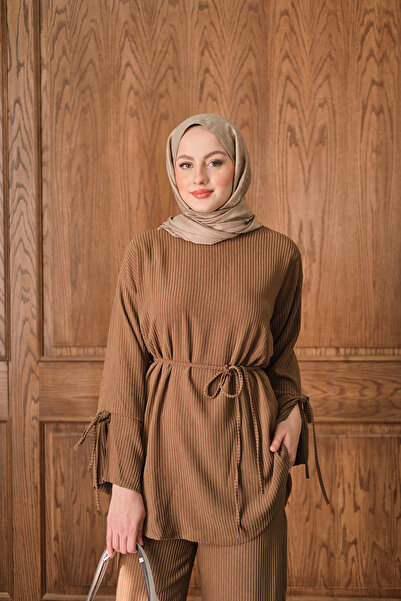 LOCCO Women's Corded Fabric Two-Piece Set Mink