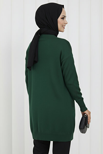 benguen Patterned Long Mercerized Cardigan N3239 Emerald Green