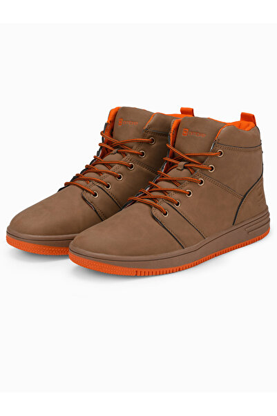 OMBRE Men's shoes, heated shoes, ankle-high sneakers, camel V5 OM-FOSH-0123