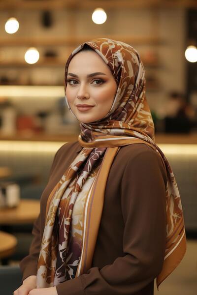 AFVENTE Silhouette Flower Pattern Honey Cotton Shawl