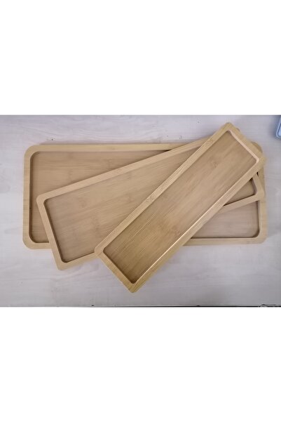 sweenhome 3-Piece Bamboo Rectangular Presentation Plate 45-39.5 33.5 cm