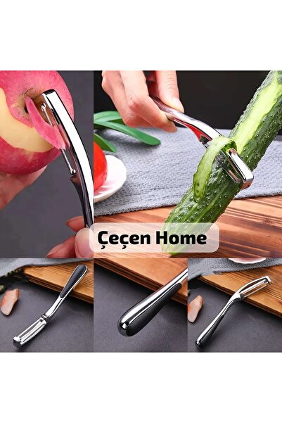 ÇEÇEN HOME (1 Adet) Paslanmaz Çelik Yan Tutuşlu Soyacak, 16 cm, Ergonomik Tas...