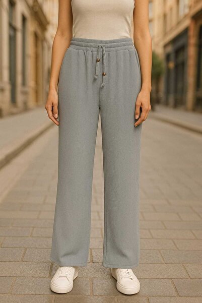 ECK MODA Women's Panama Fabric Flexible Stretch Fabric Elastic Waist Double Pocket Palazzo Pants