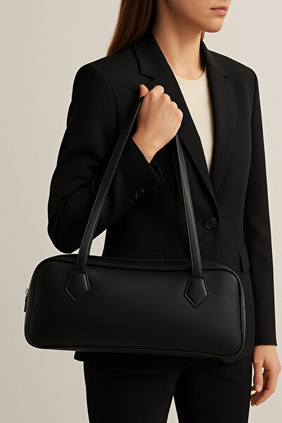 AVCA Women's Black Vintage Baguette Hand Shoulder Bag